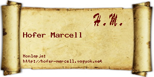 Hofer Marcell névjegykártya